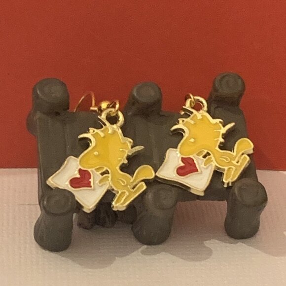 Woodstock Earring, Snoopy Earring, Peanuts Jewelry, Heart Earring, Valentine - Picture 5 of 6